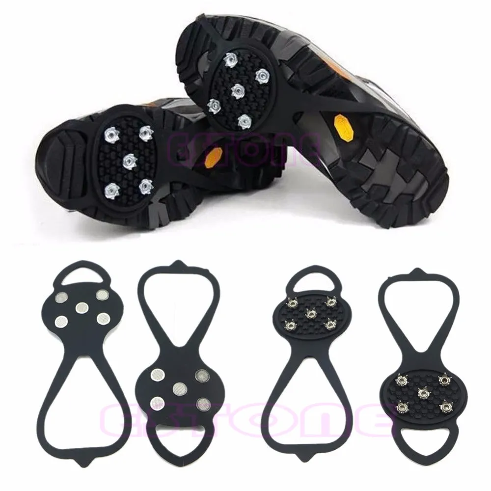 1 Pair Ice Snow Ghat Non-Slip Spikes Shoes Boots Grippers Crampon Walk Cleats