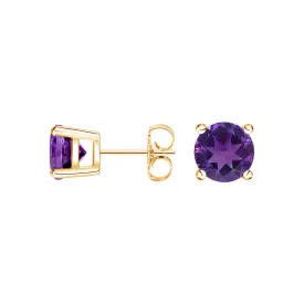14k Gold Over 925 Sterling Silver Amethyst Stud Earrings by Donatello Gian