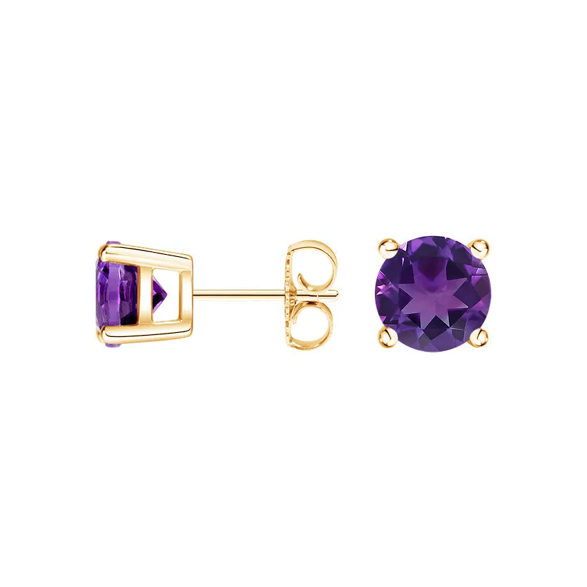 14k Gold Over 925 Sterling Silver Amethyst Stud Earrings by Donatello Gian