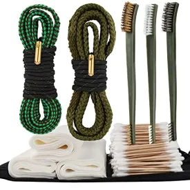 9mm Gun Bore Snake Cleaning Brushes Universal Gun Cleaning Kits Set for Pistol Rifle Caliber .22.357.38.380 5.56mm Cleaning Swabs Patches with Compact Bag, yuzziko by Sebider