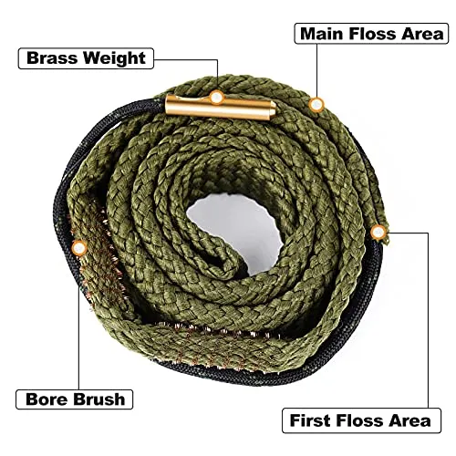 9mm Gun Bore Snake Cleaning Brushes Universal Gun Cleaning Kits Set for Pistol Rifle Caliber .22.357.38.380 5.56mm Cleaning Swabs Patches with Compact Bag, yuzziko by Sebider