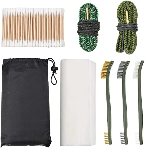 9mm Gun Bore Snake Cleaning Brushes Universal Gun Cleaning Kits Set for Pistol Rifle Caliber .22.357.38.380 5.56mm Cleaning Swabs Patches with Compact Bag, yuzziko by Sebider