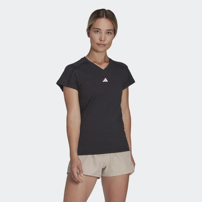 ADIDAS AEROREADY TRAIN ESSENTIALS MINIMAL BRANDING V-NECK T-SHIRT - HN5543