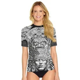 Brave Aztec Warrior Women's Short Sleeve Rash Guard
