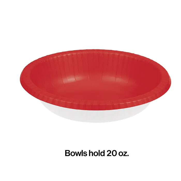 Bulk Classic Red 20 oz Paper Bowls (200 per Case)