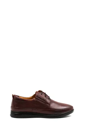 Burgundy Leather Casual Lace-Ups-Wessi