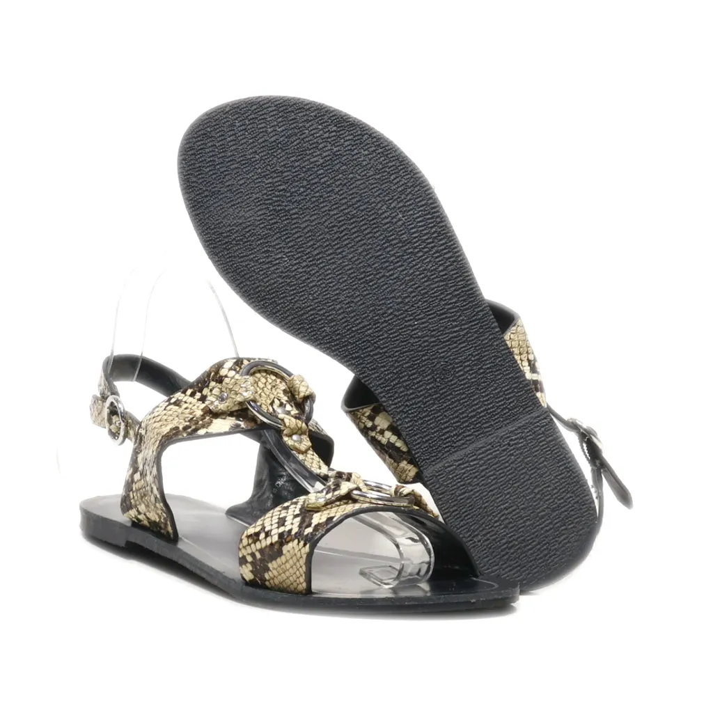 Camaieu Flat Sandals Leather Brown Colour For Women