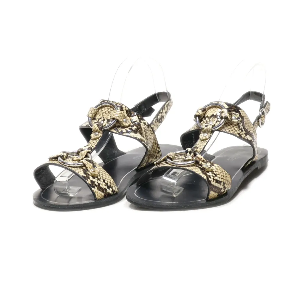Camaieu Flat Sandals Leather Brown Colour For Women
