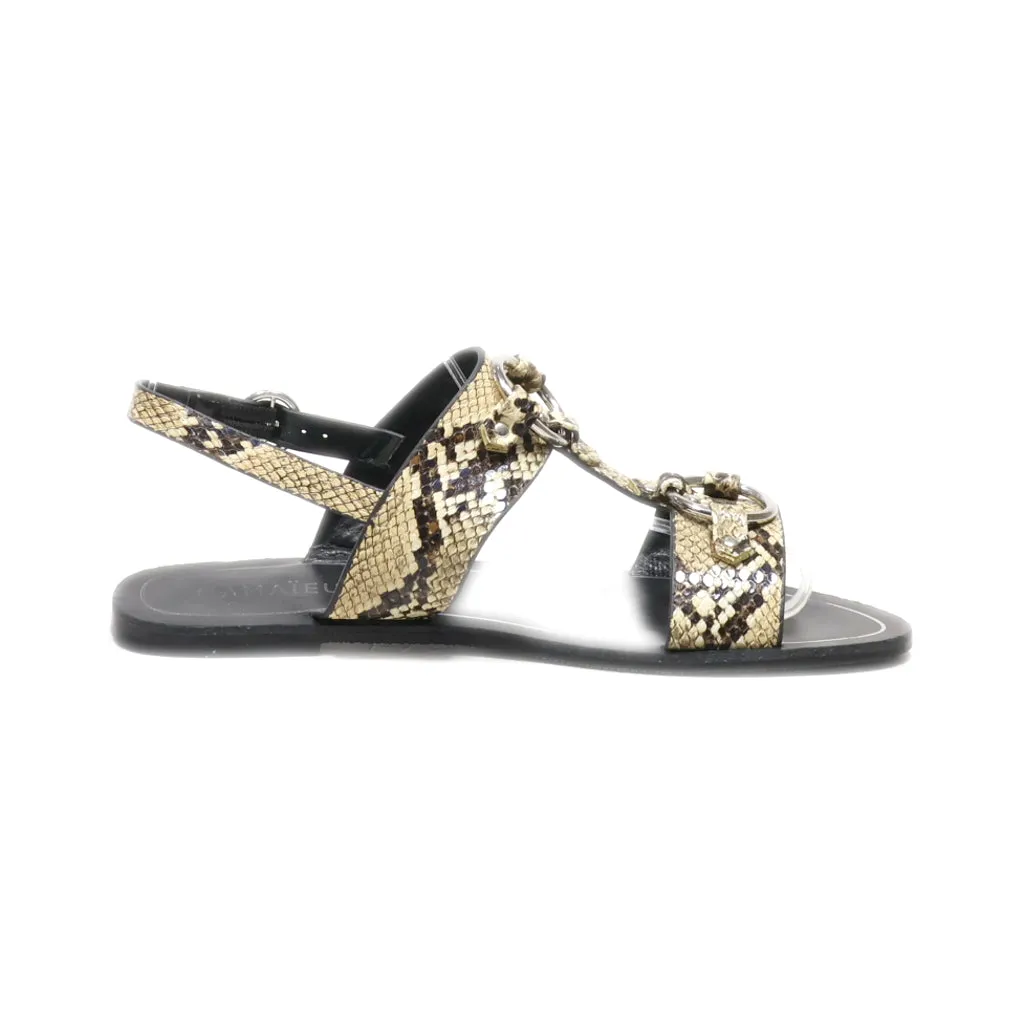 Camaieu Flat Sandals Leather Brown Colour For Women