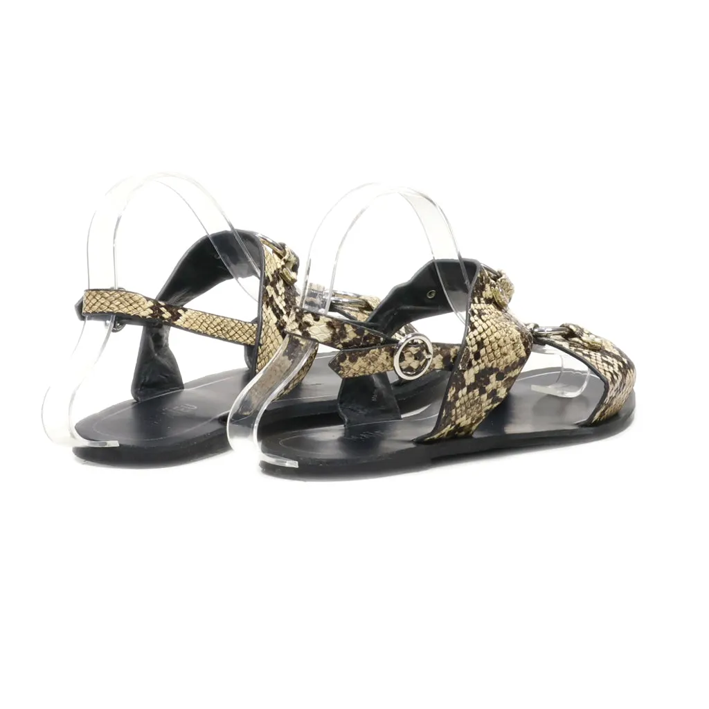Camaieu Flat Sandals Leather Brown Colour For Women
