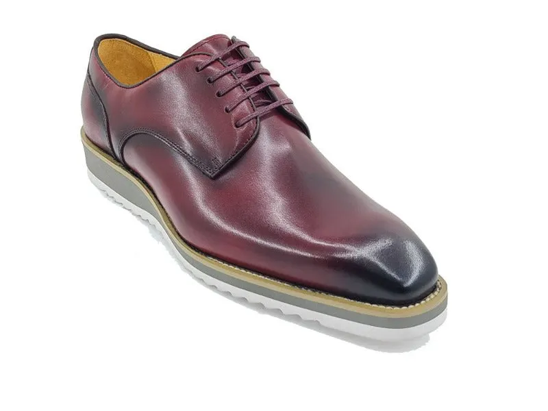 Carrucci Burgundy Men's Leather Lace-Up Casual Shoes