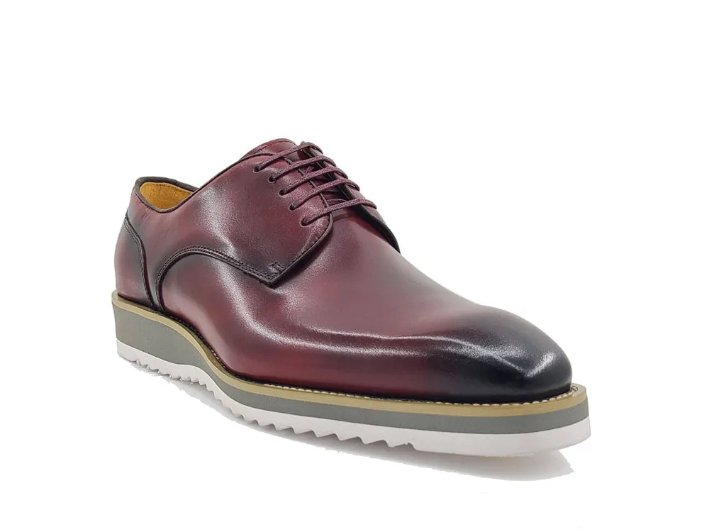 Carrucci Burgundy Men's Leather Lace-Up Casual Shoes