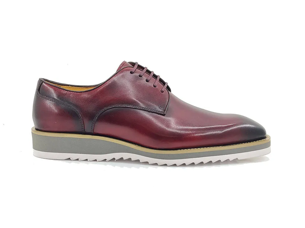 Carrucci Burgundy Men's Leather Lace-Up Casual Shoes