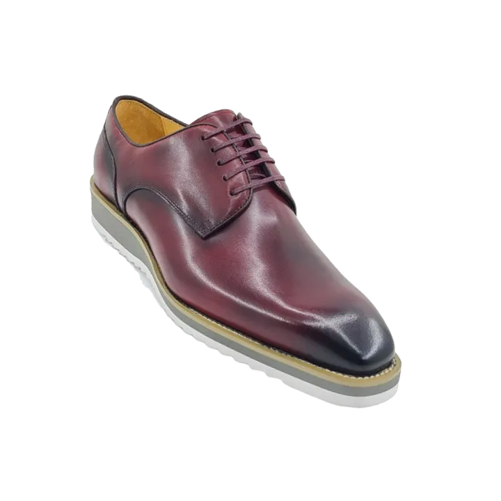 Carrucci Burgundy Men's Leather Lace-Up Casual Shoes