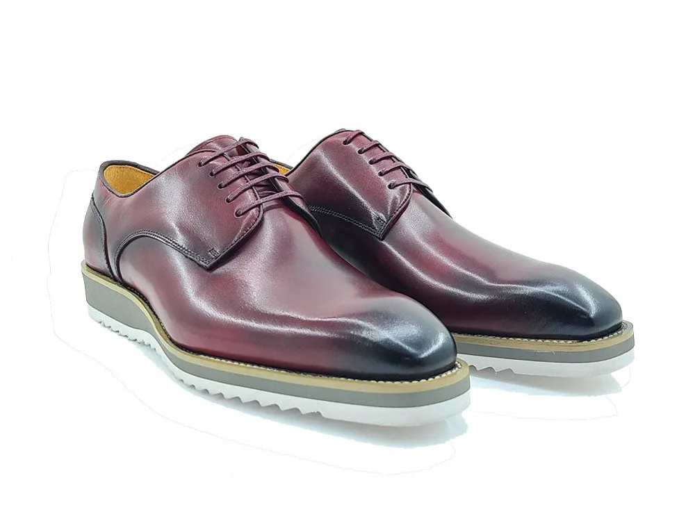 Carrucci Burgundy Men's Leather Lace-Up Casual Shoes