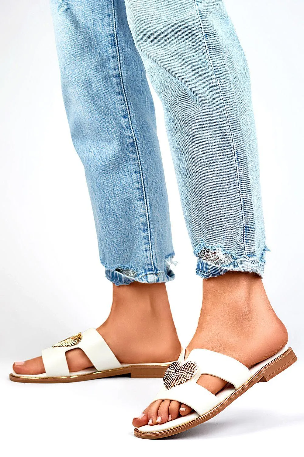 Chic Heart Embellished Sandals