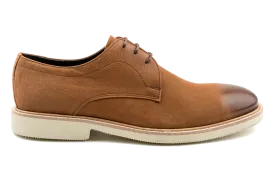 Debbano Raj Nubuck Leather Men's Derby Shoes, Derby Sneakers Plain Toe Derby with Cap Toe Effect, Derby Lace-Up, Tan  Derby Shoes, Casual Must Have