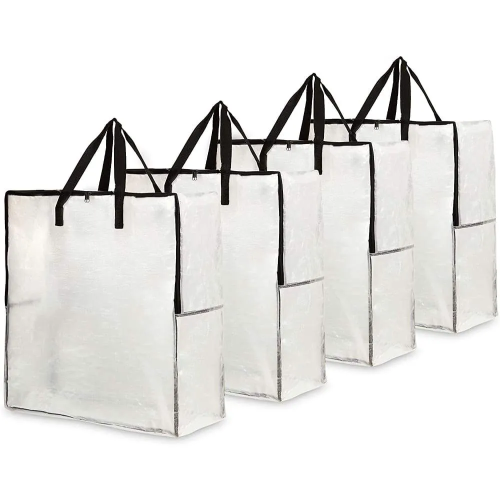 DECO EXPRESS Pack Of 4 Laundry Bags Clear Bags With Zip For Protection