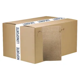 FULL CARTON - 100 x BURLAP Bags - DOUBLE DRAWSTRING - 12cm x 21cm