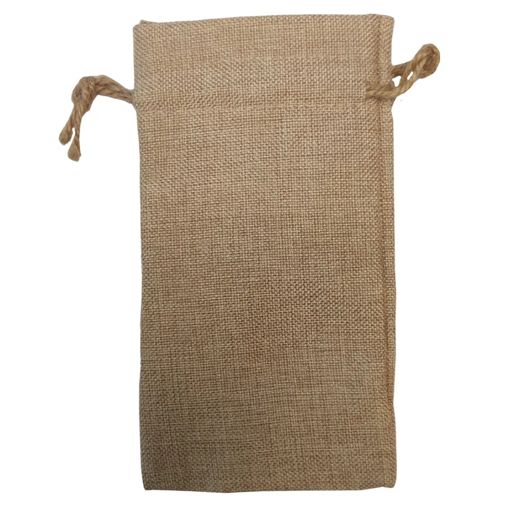 FULL CARTON - 100 x BURLAP Bags - DOUBLE DRAWSTRING - 12cm x 21cm