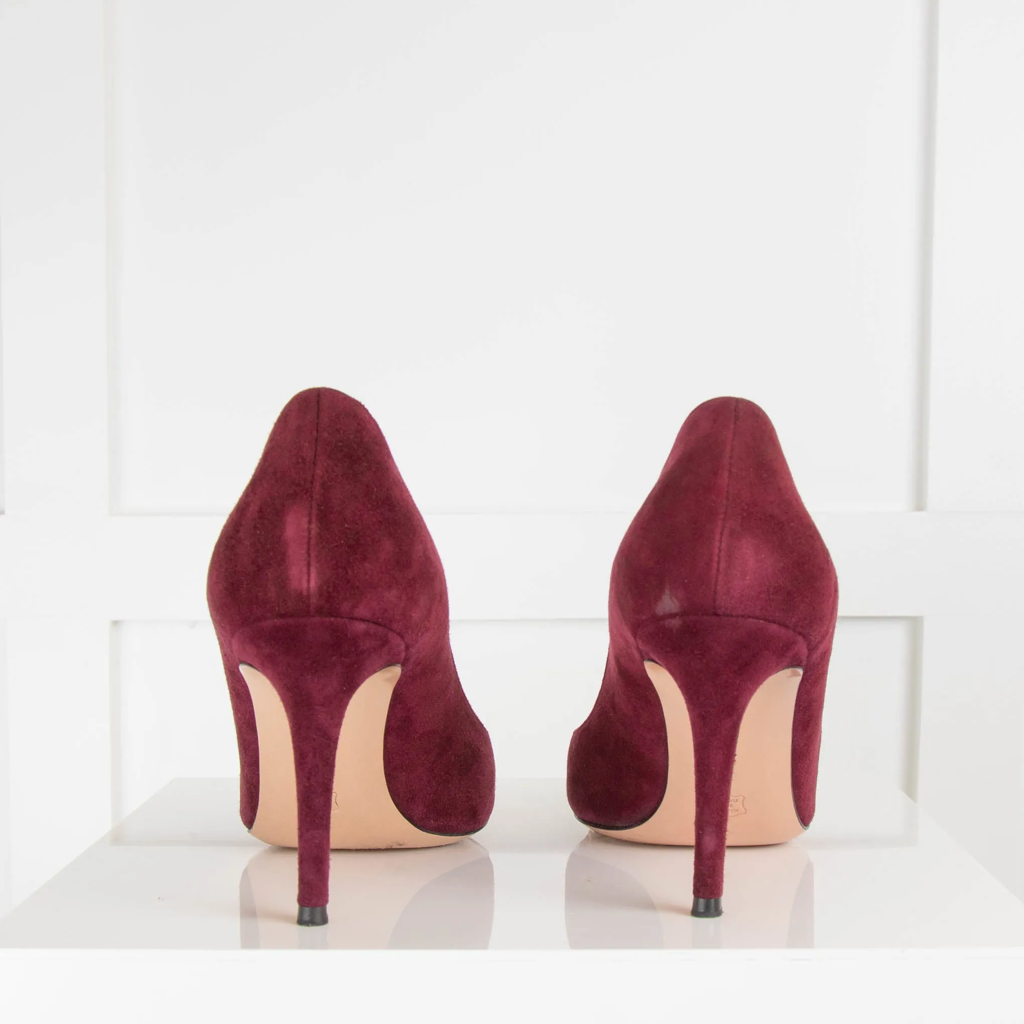 Gianvito Rossi Burgundy Suede Pointed Court Shoe
