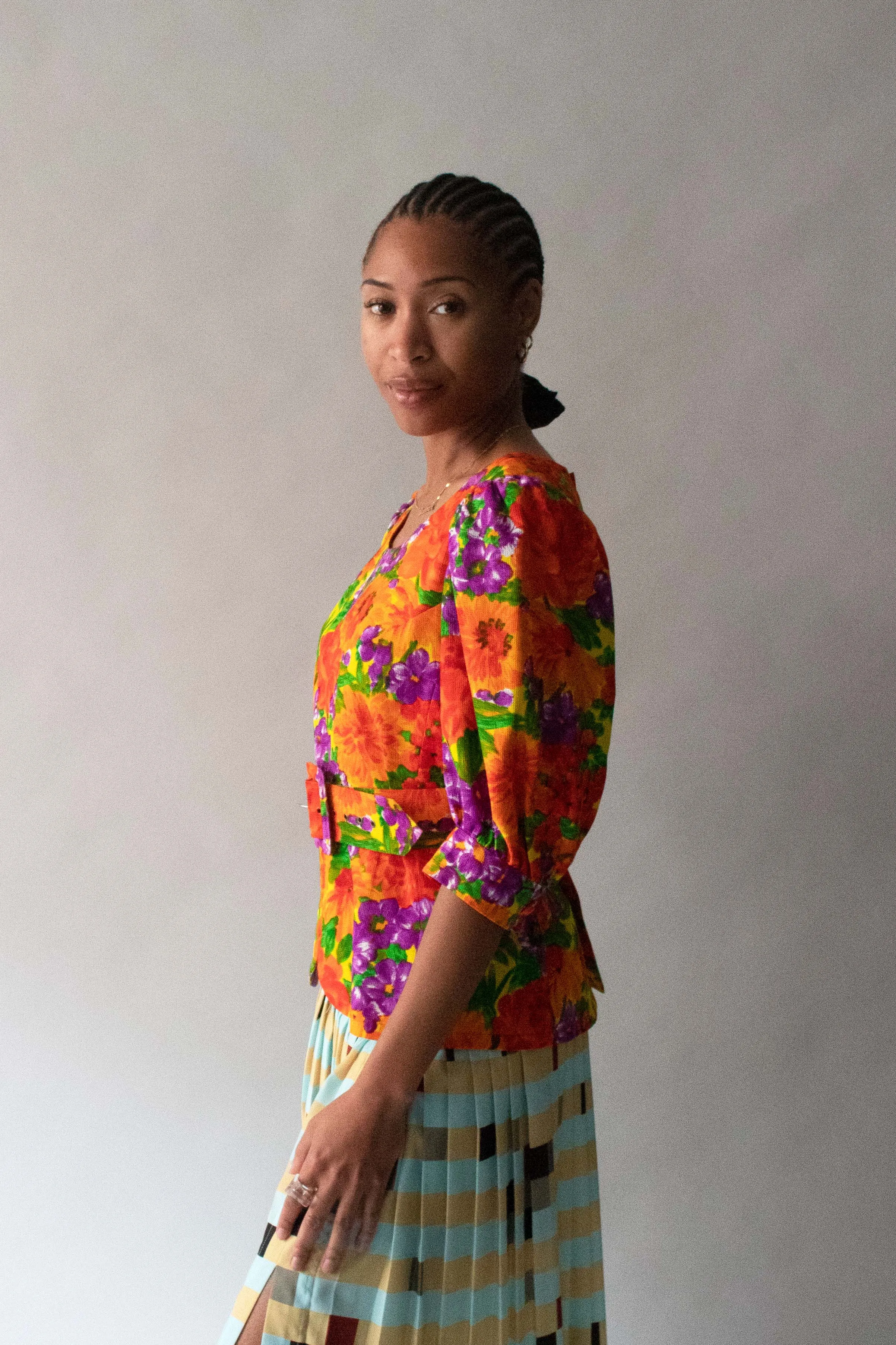 Givenchy Cotton Floral Print Top w/ Belt