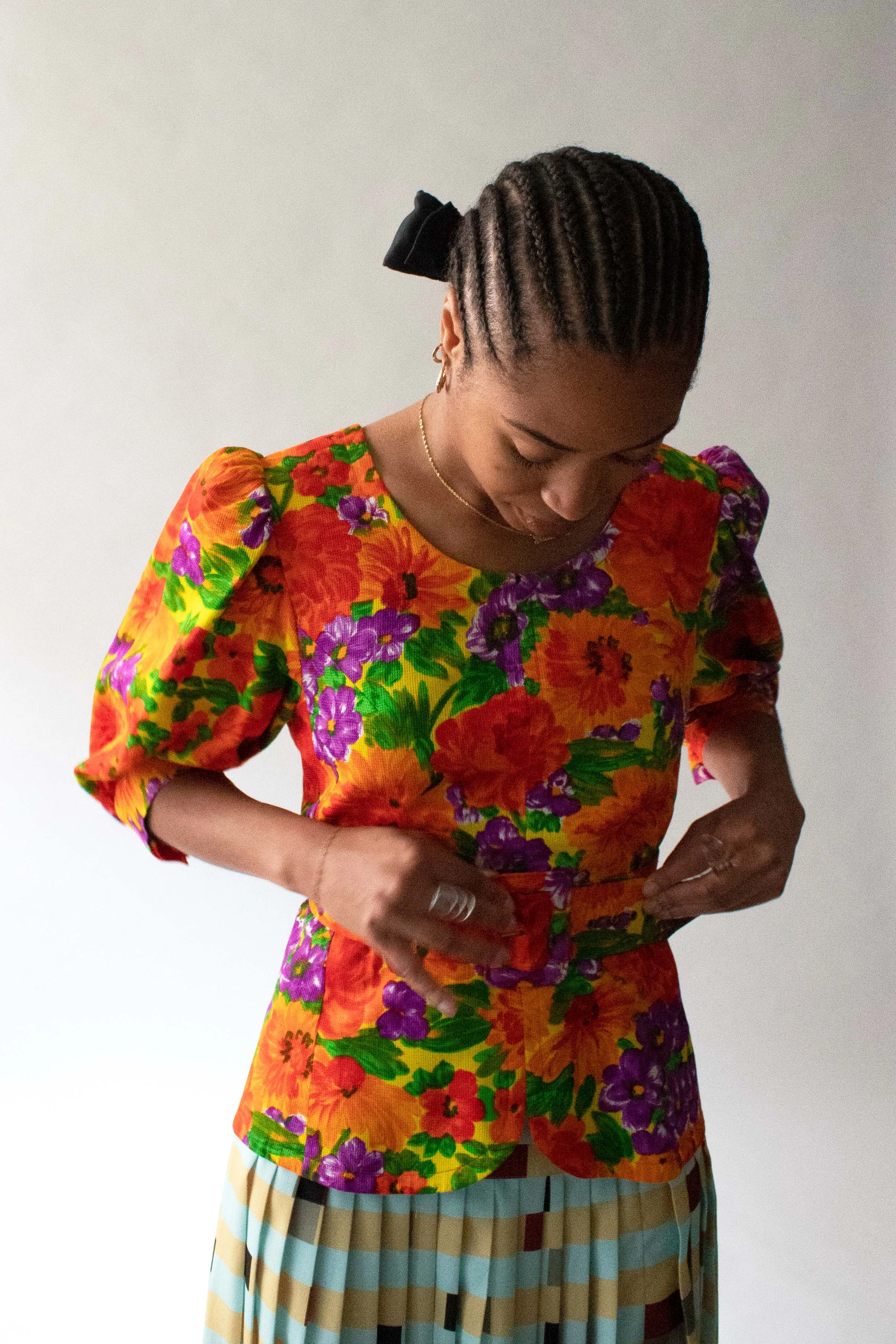 Givenchy Cotton Floral Print Top w/ Belt