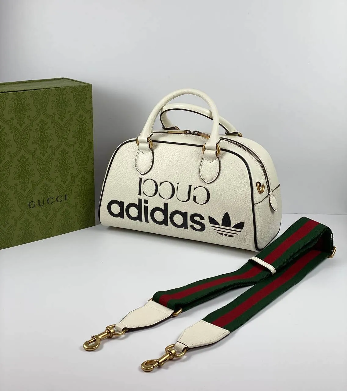 Gucci x adidas mini duffle bag white