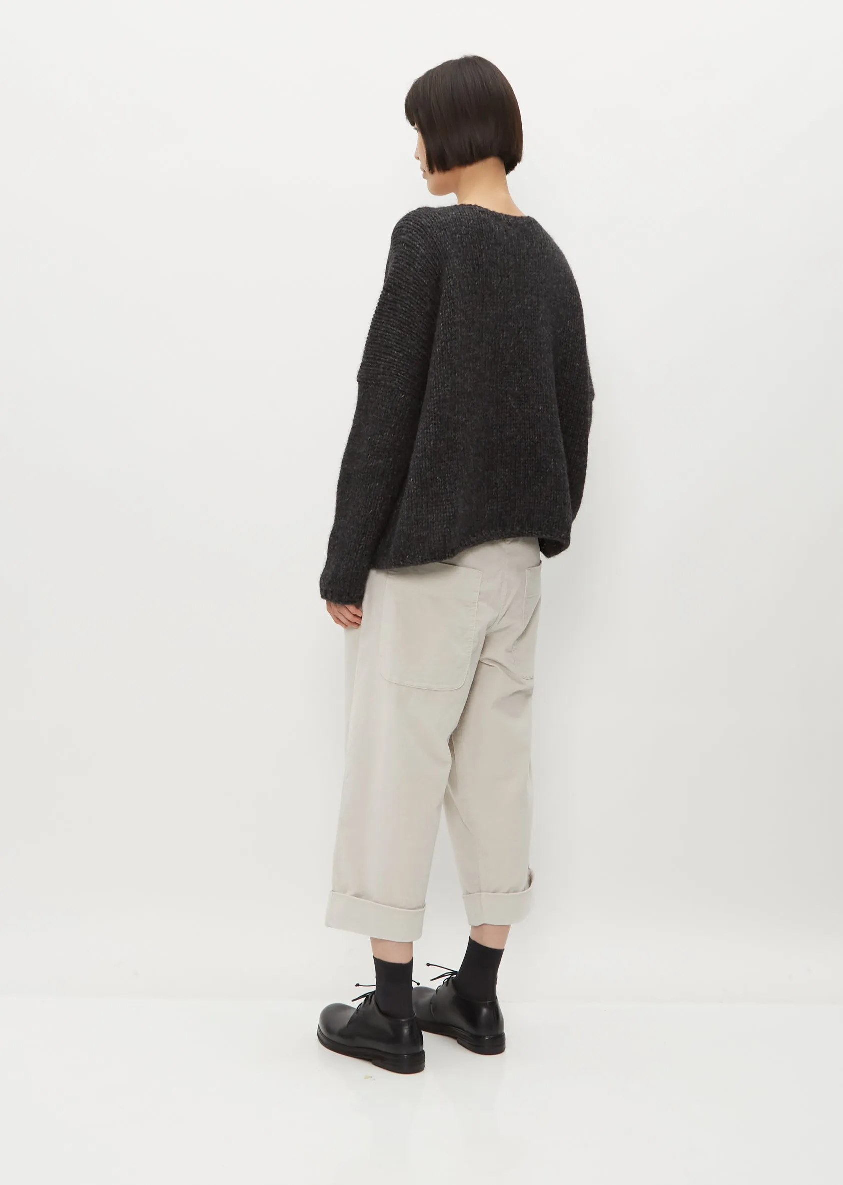 Hand Knit Oversized V Neck — Slate
