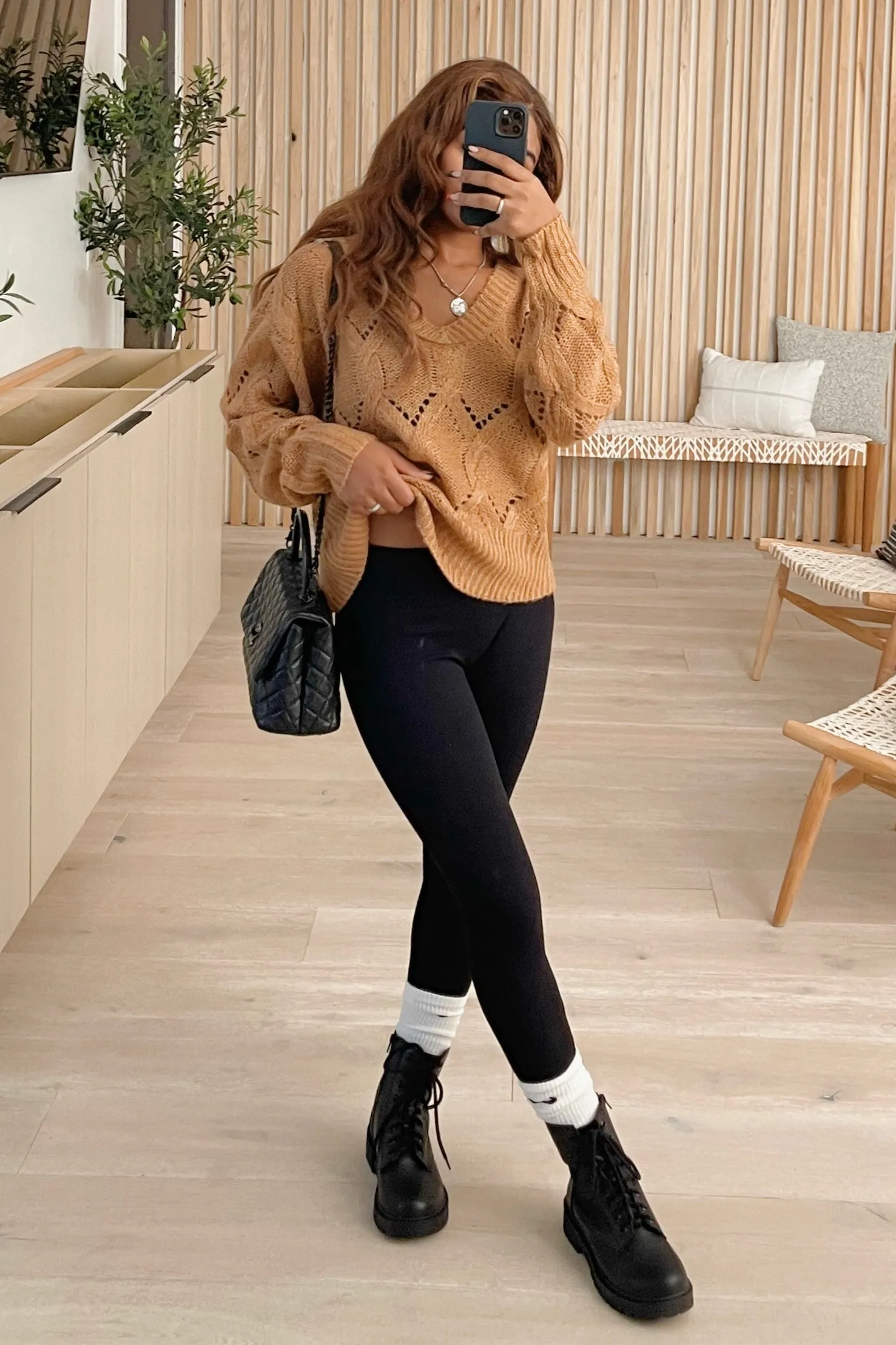 Mera L/S Oversized Knit Sweater (Camel Brown)