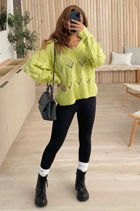 Mera L/S Oversized Knit Sweater (Lime Green)