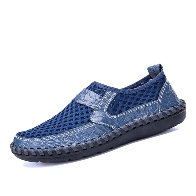 MIXIDELAI Brand Men Shoes 2022 Summer Breathable Mesh Shoes Mens Casual Shoes Leather Fashion Summer Shoes Man Soft Comfortable