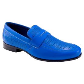 Montique Cobalt Blue Men's Slip-On Dress Shoes Penny Strap Loafer