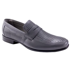 Montique Grey Men's Slip-On Dress Shoes Penny Strap Loafer
