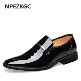 NPEZKGC Brand High Quality Men Oxford Men Leather Dress Shoes Fashion Business Men Shoes Men Dress Pointed Shoes Wedding shoes