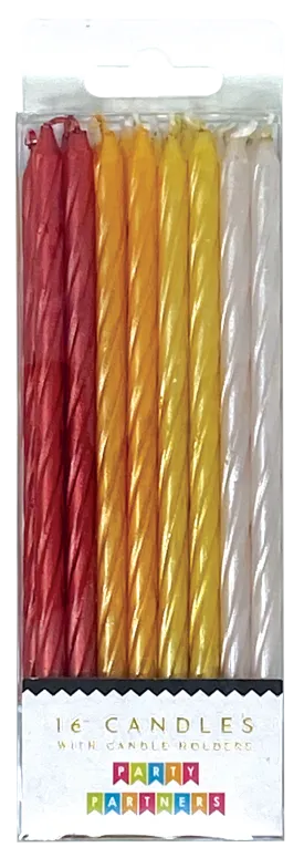 Orange/Yellow/Red Spiral Candle Set | 16ct