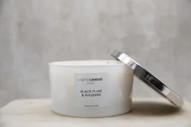 White 3-Wick Candle - Black Plum & Rhubarb