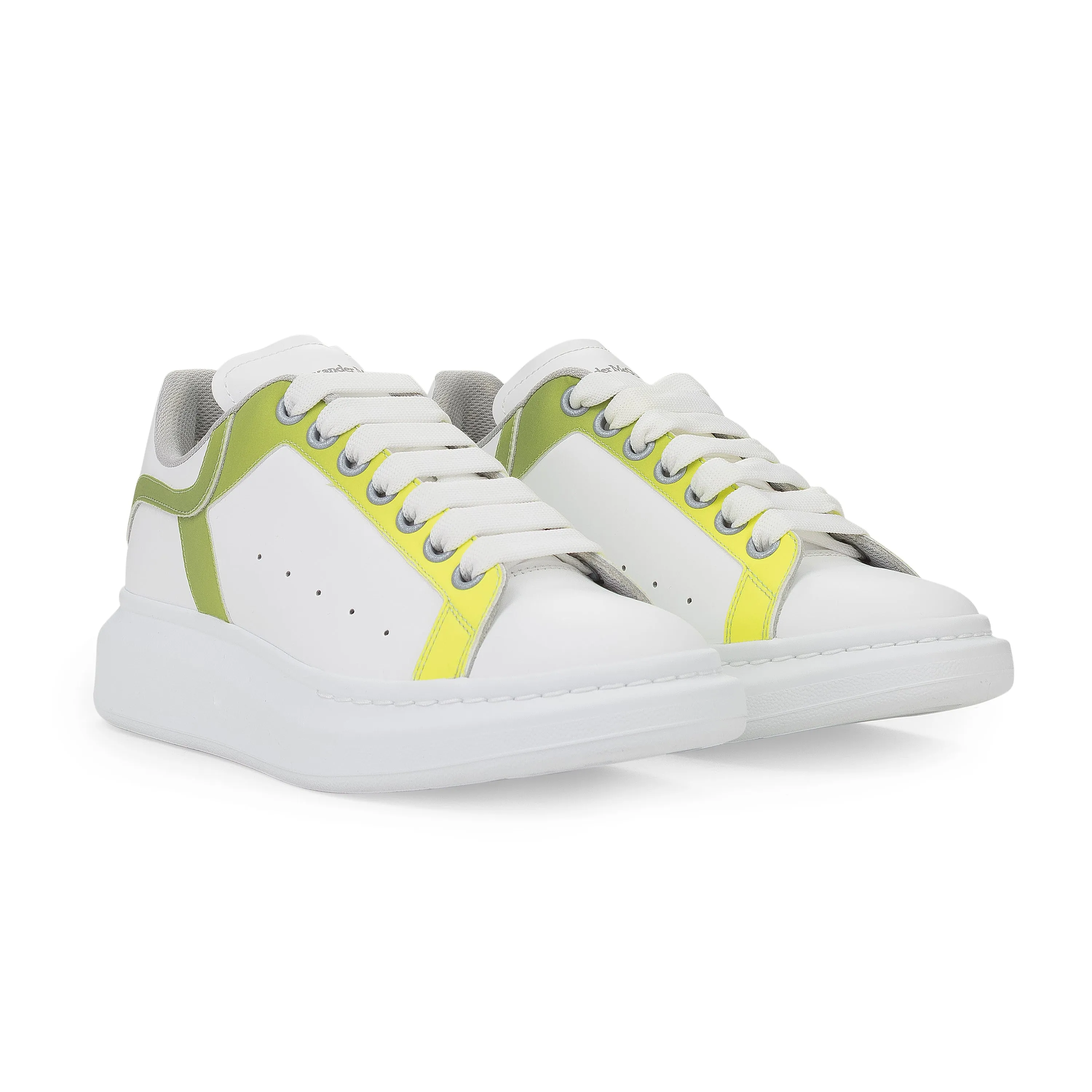 WHITE/GREEN CASUAL LEATHER SNEAKERS