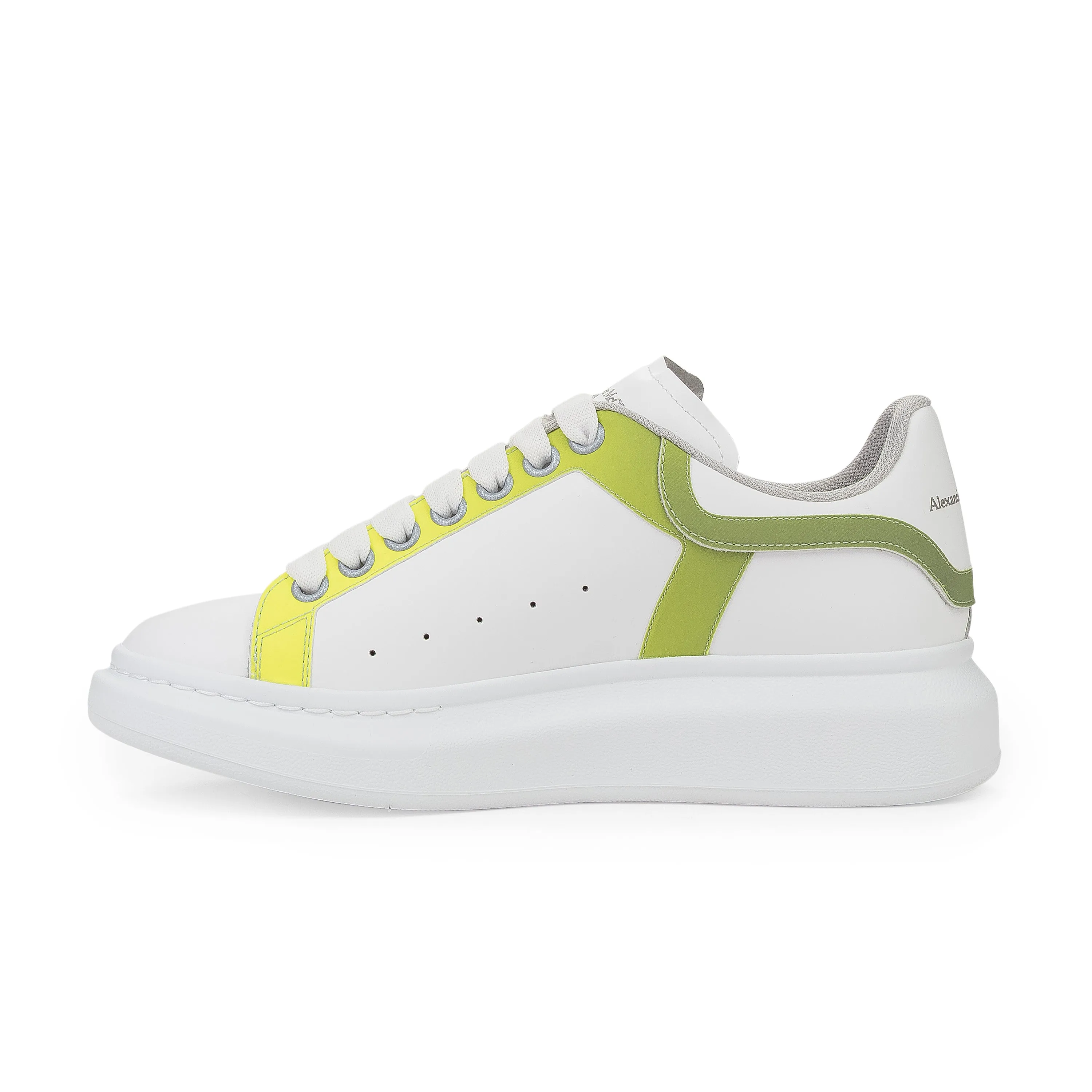 WHITE/GREEN CASUAL LEATHER SNEAKERS