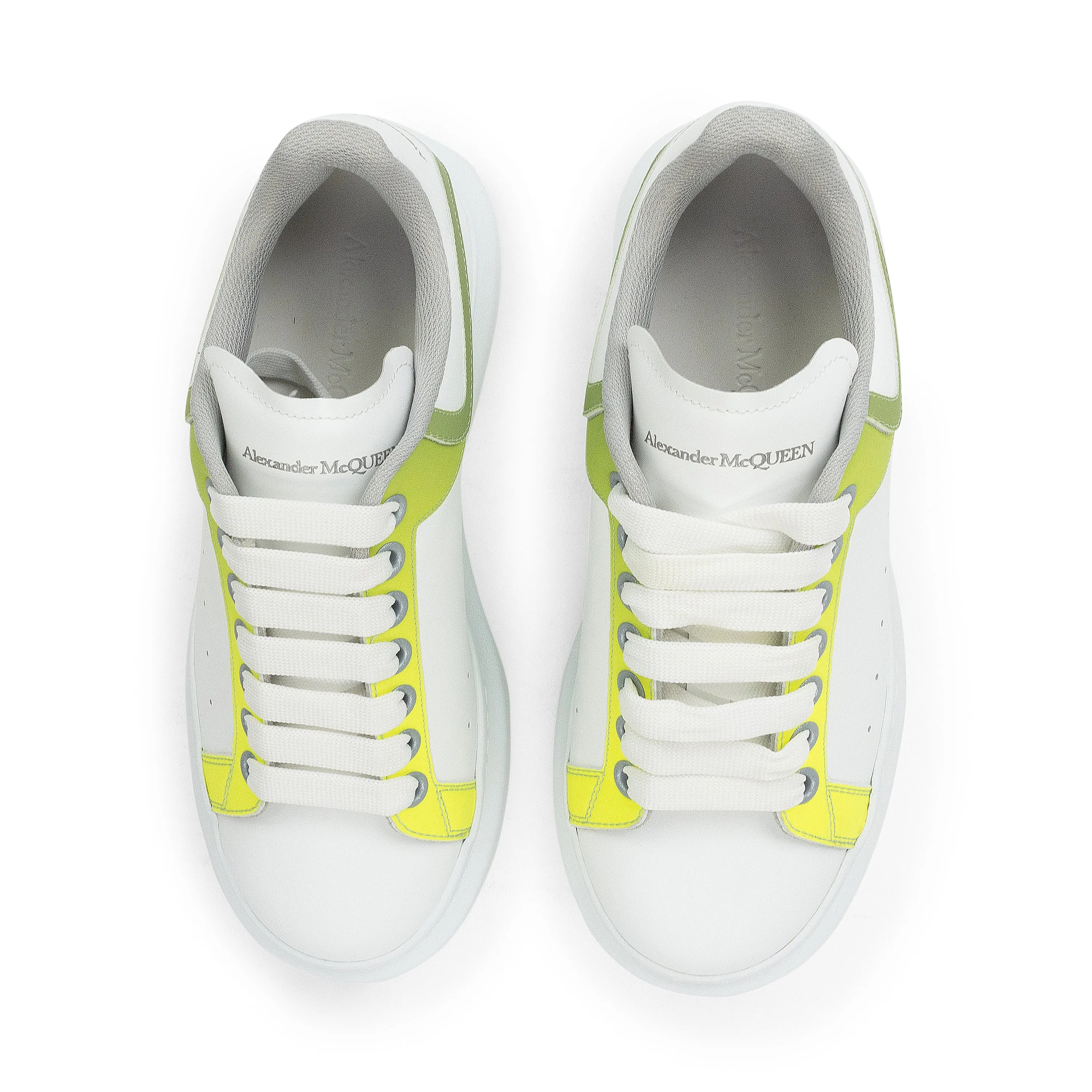WHITE/GREEN CASUAL LEATHER SNEAKERS