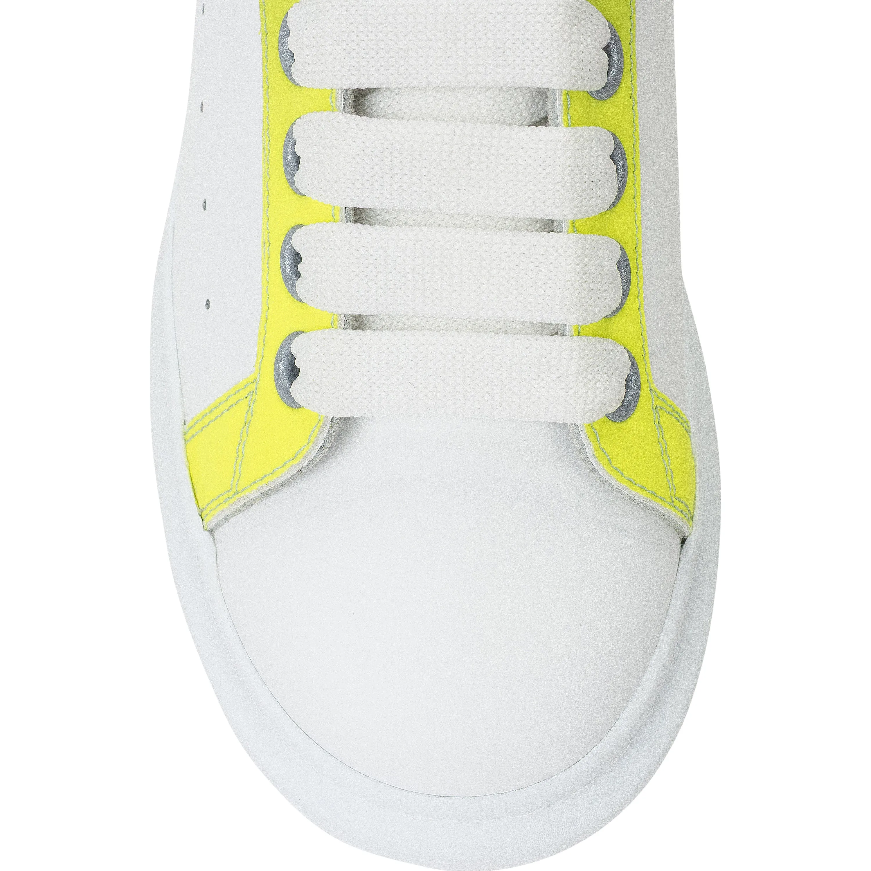 WHITE/GREEN CASUAL LEATHER SNEAKERS
