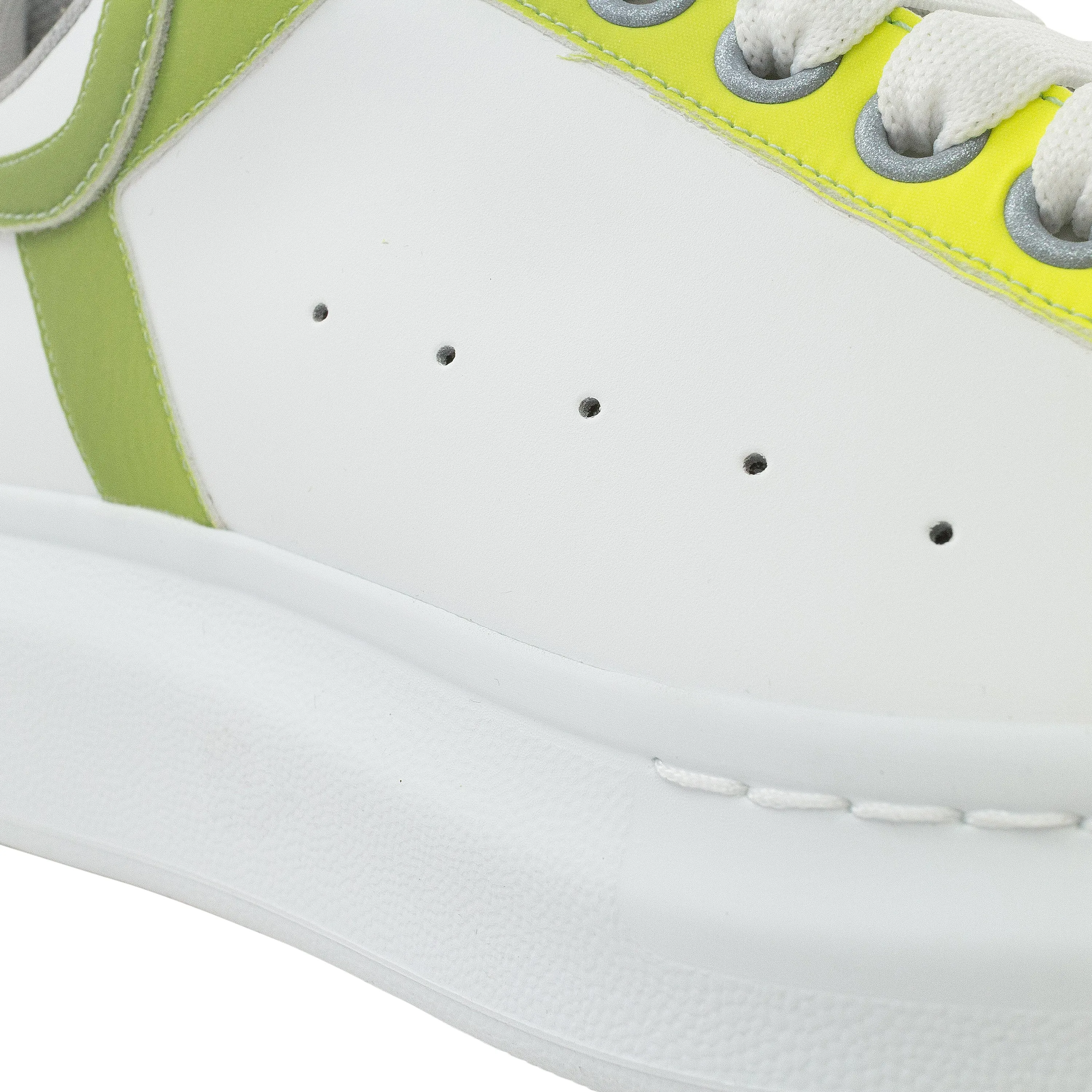 WHITE/GREEN CASUAL LEATHER SNEAKERS