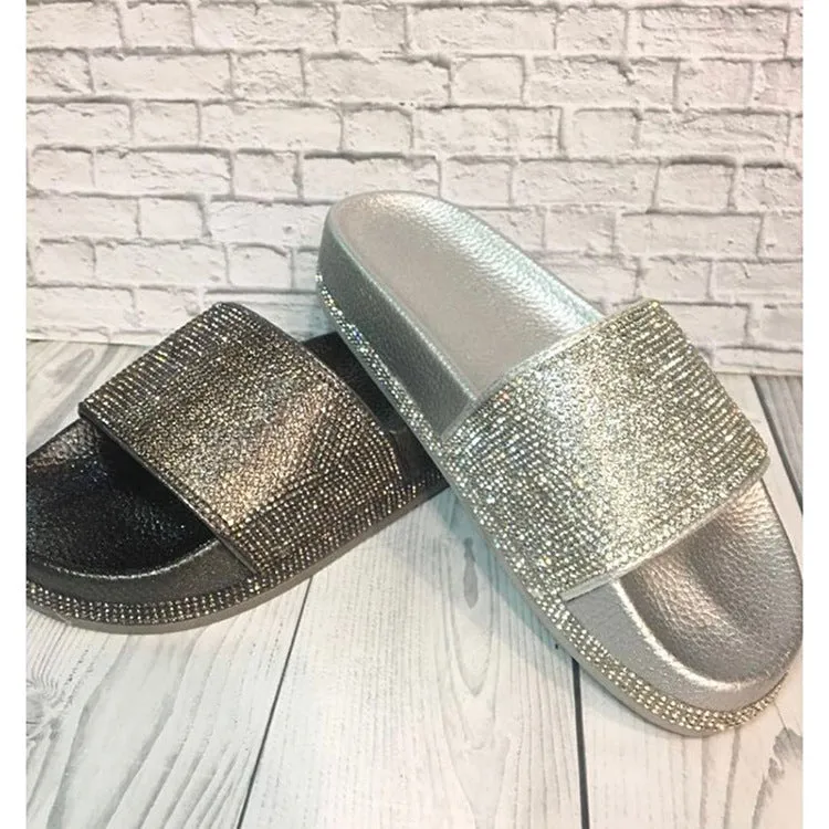 Women Casual Bling Rhinestone Slide Sandals