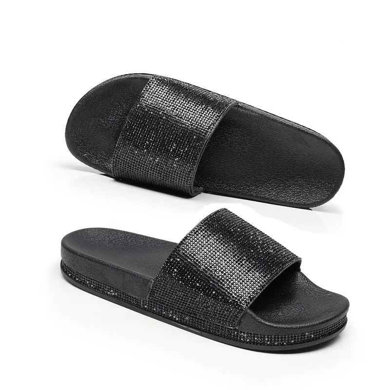 Women Casual Bling Rhinestone Slide Sandals