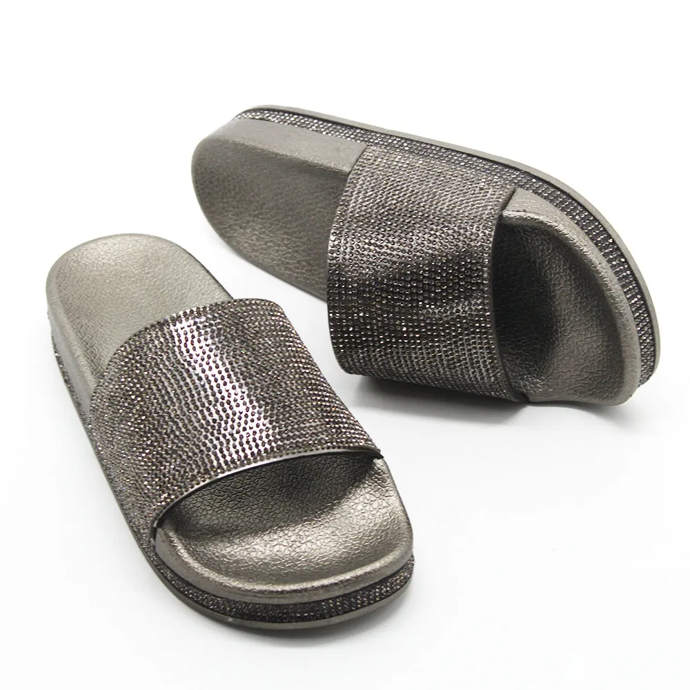 Women Casual Bling Rhinestone Slide Sandals