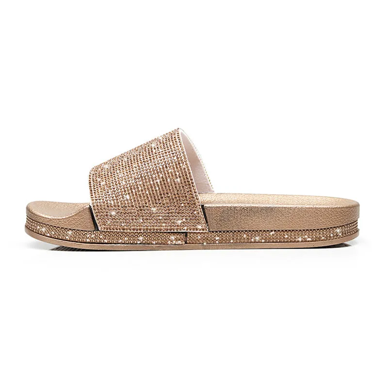 Women Casual Bling Rhinestone Slide Sandals