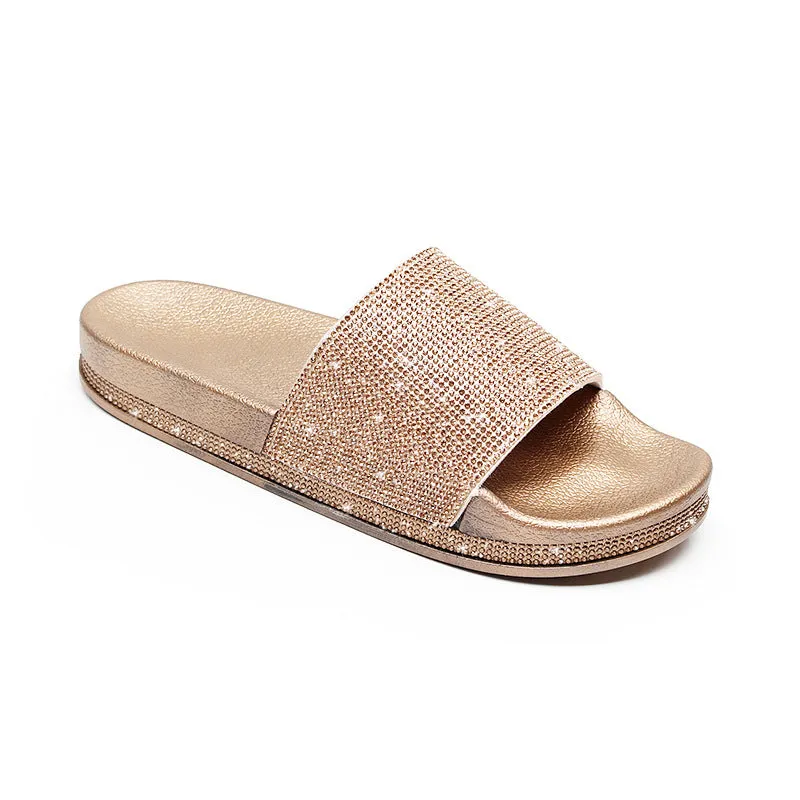 Women Casual Bling Rhinestone Slide Sandals