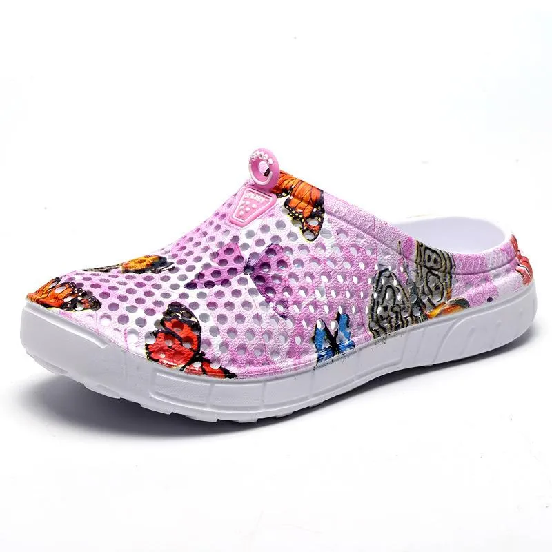 Women's hollow breathable backless water shoes antiskid beach sandals