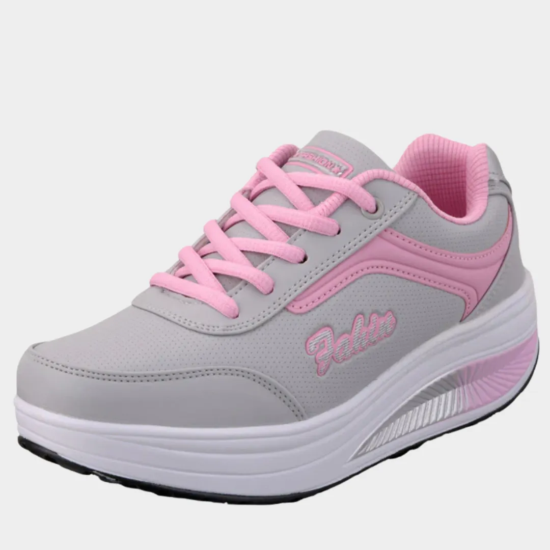 Women's Sneakers  Breathable Casual Shoes  Lace-Up Lightweight Trainers  Comfortable Fit  Pink
