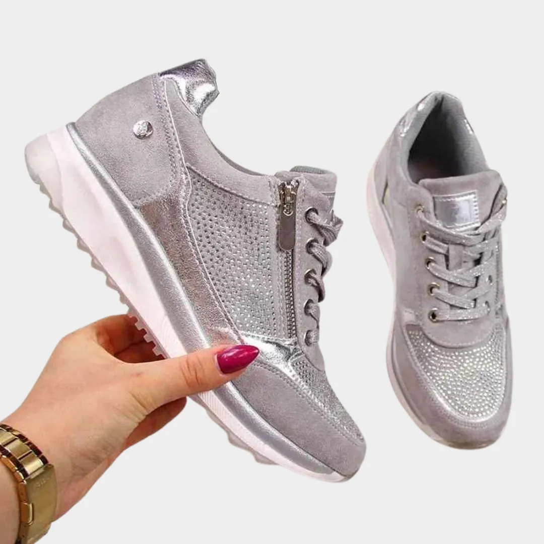 Women's Wedge Sneakers - Sequins Vulcanized Sport Shoes - Fashion Casual Trainers - Multiple Colours